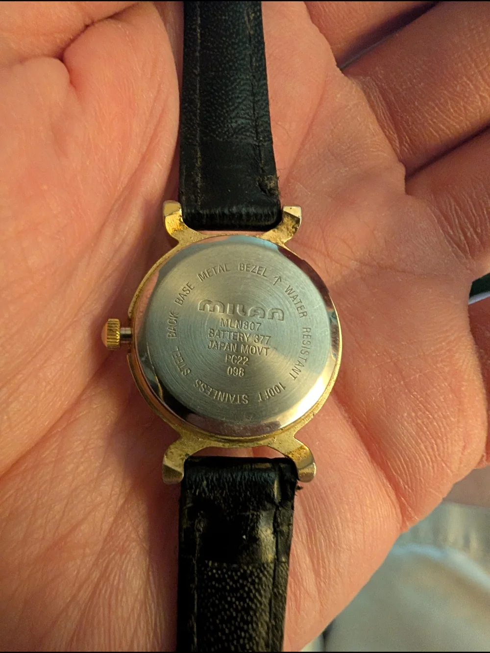 Vintage Milan Gold-Tone Black Dial Wristwatch With Brand New Battery